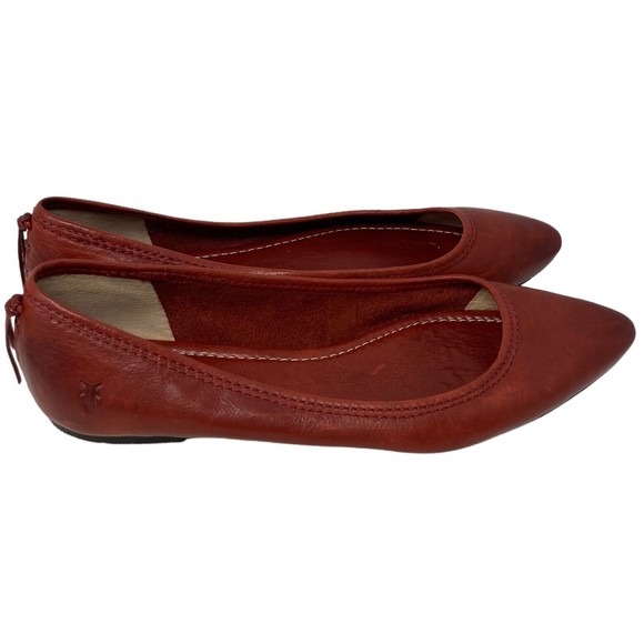 Frye Women's Red Leather Flats - Picture 2 of 8